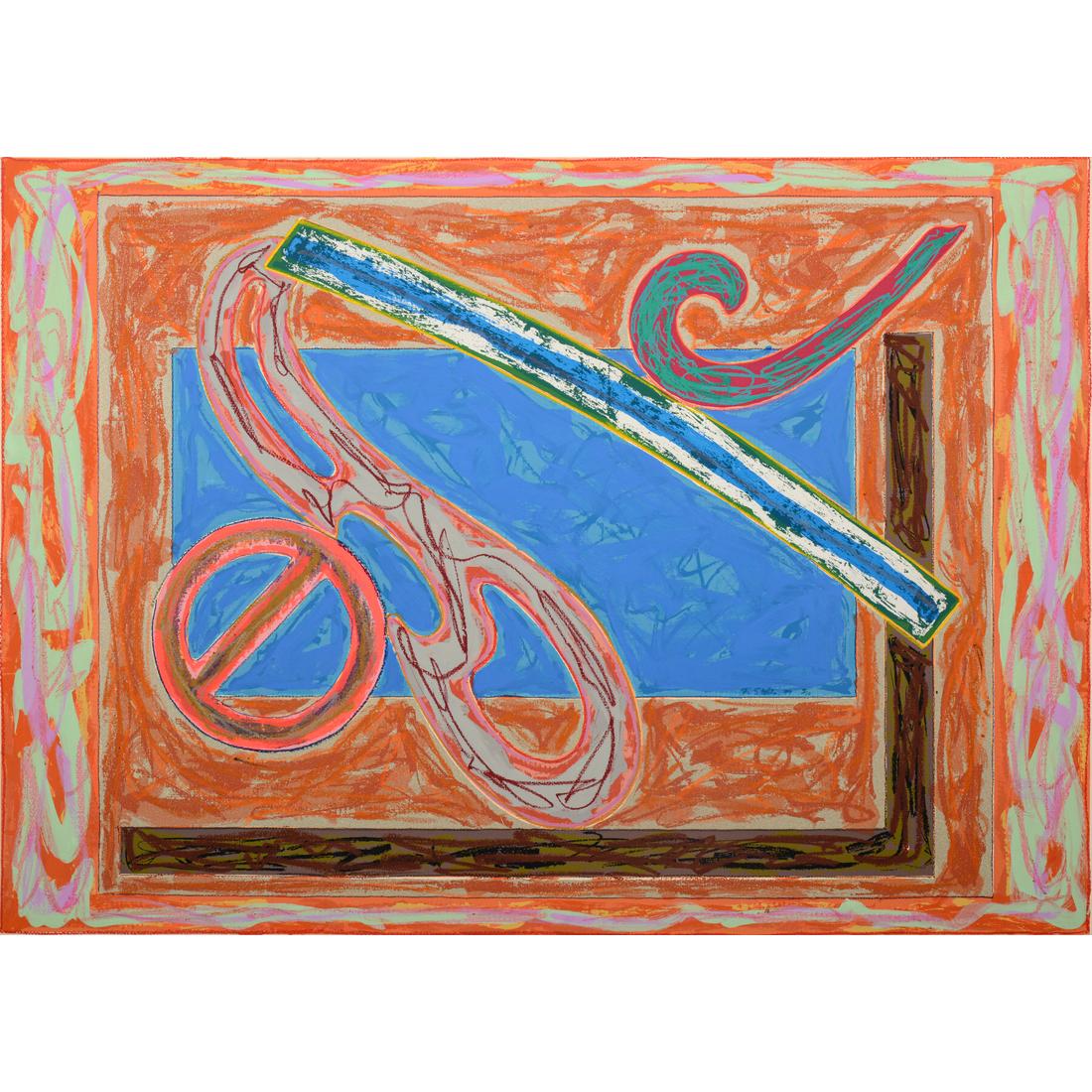 Monumental Frank Stella Unique Painting Over Limited Edition Screenprint